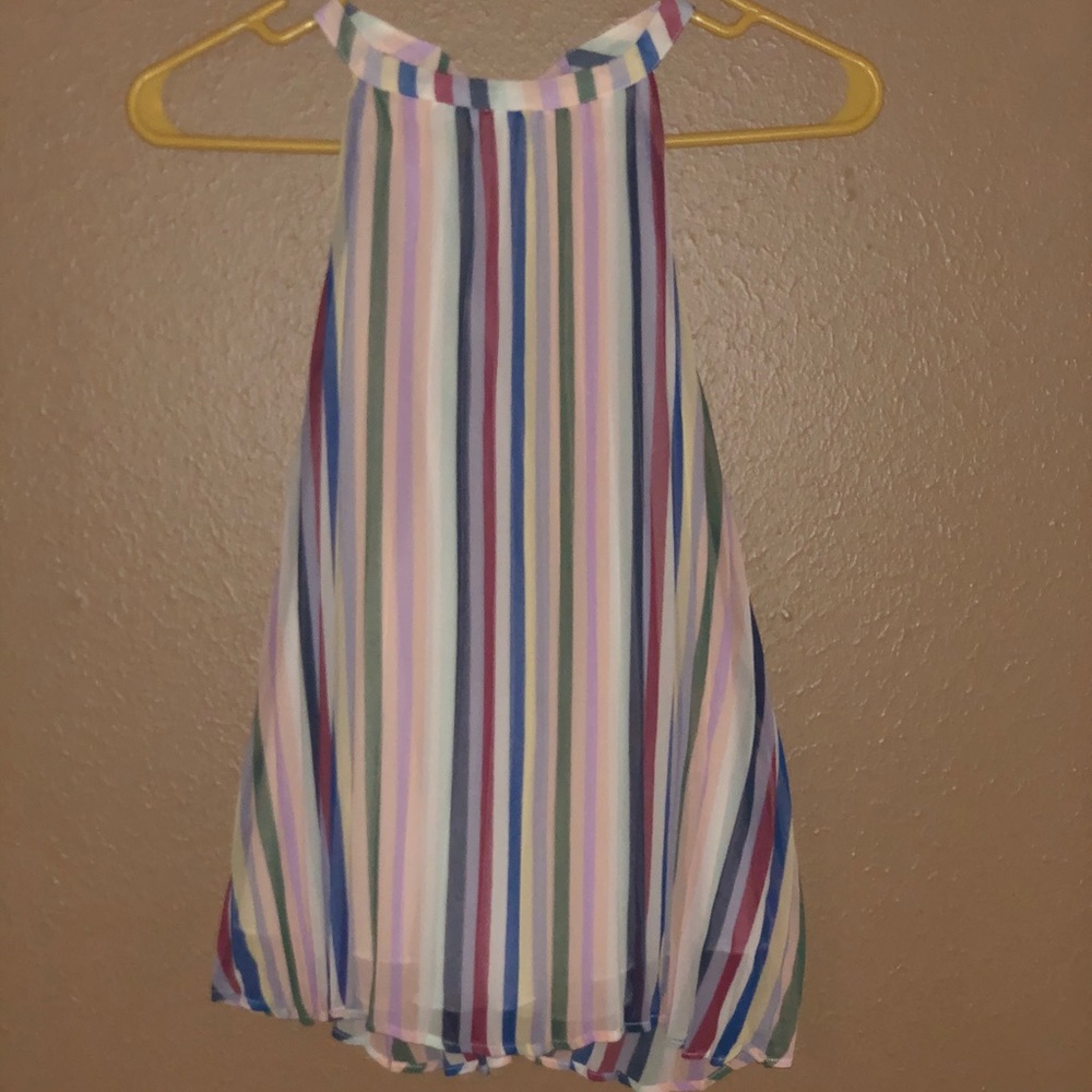 Soulmates Pastel Rainbow Pleated Tank Top Blouse S